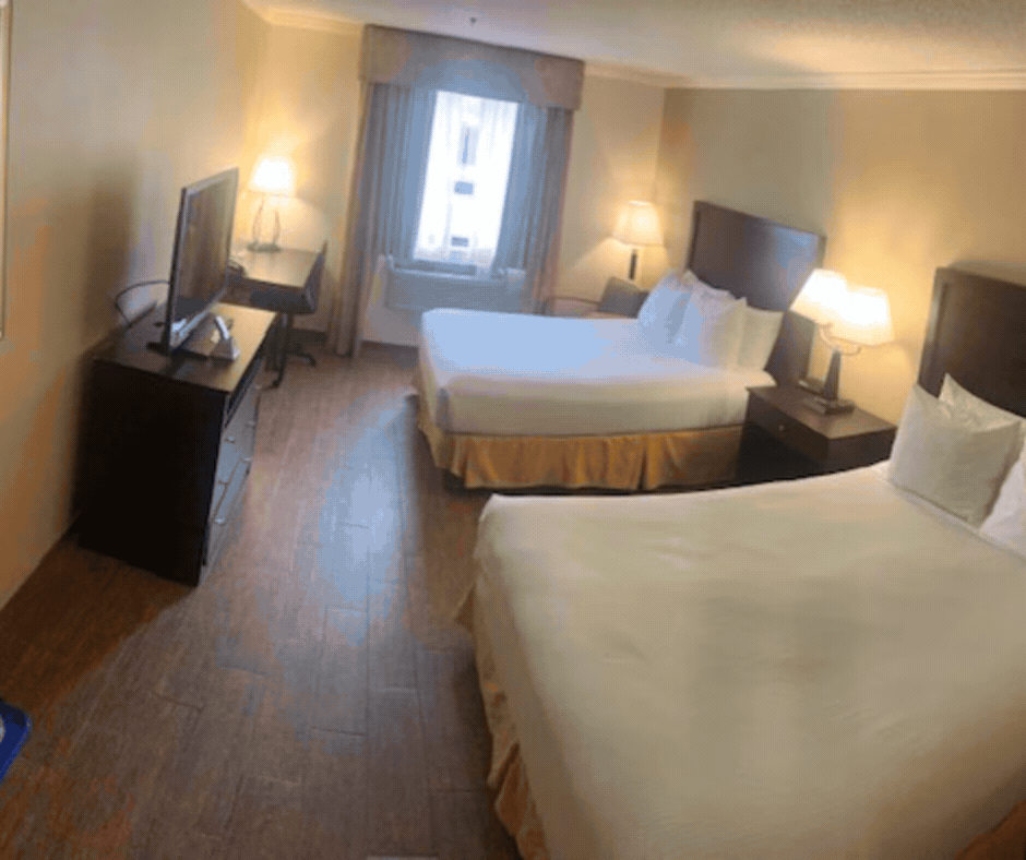 Hotel room photo enhancement — before and after comparison